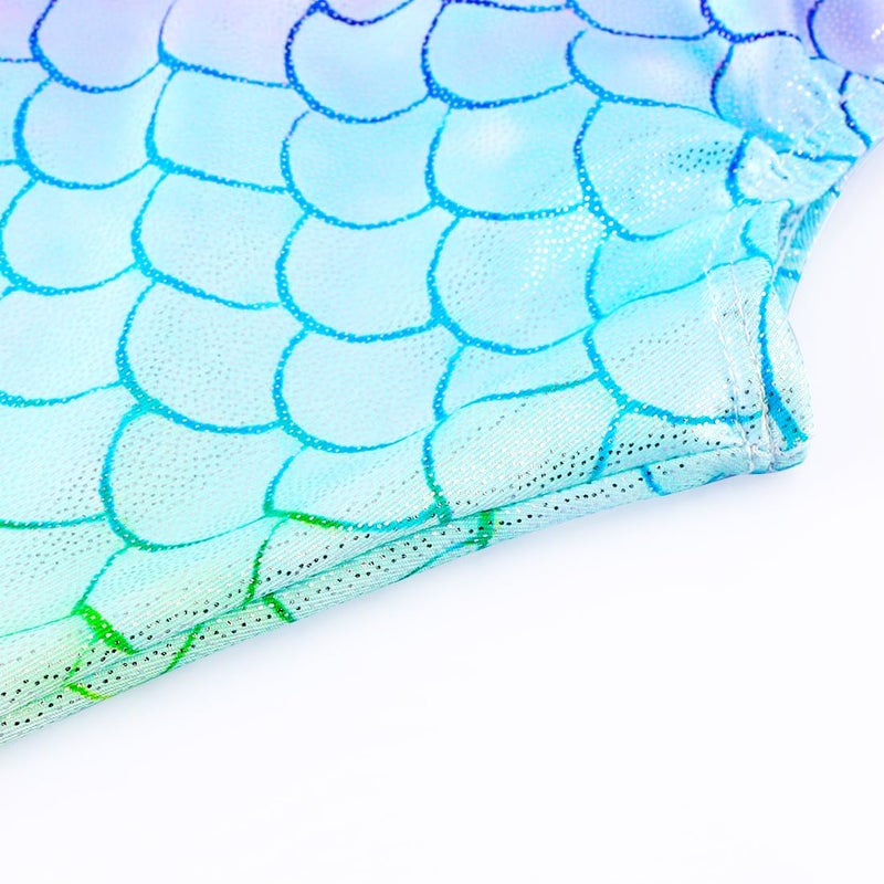 EQSJIU Mermaid Gymnastics Costume For Girls Rainbow Rangers Leotard With Shorts For Kids Size 6-7 Years Old Biketard Sparkly Rainbow Rangers - Image 4